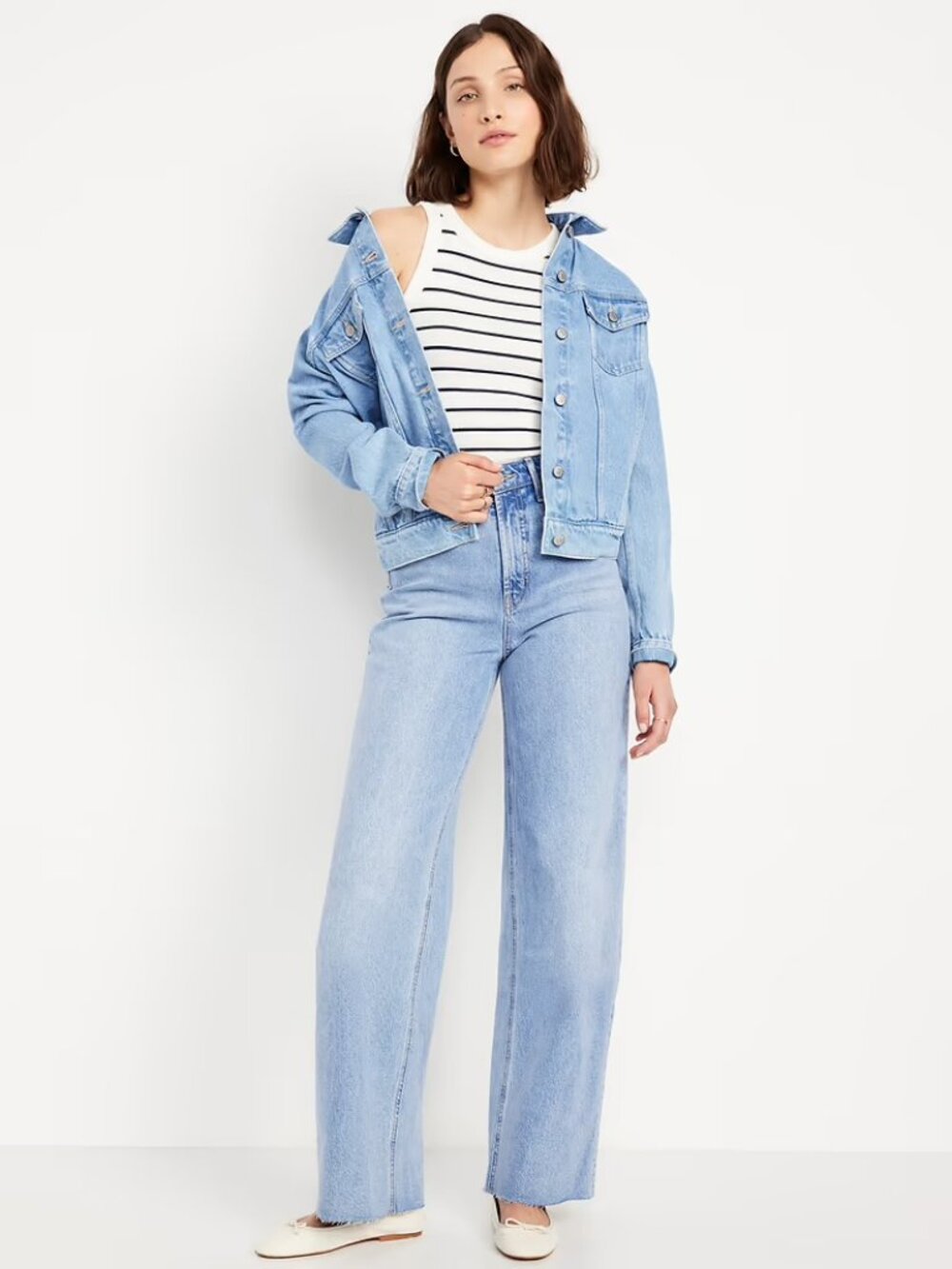 Old Navy | Sky-Hi Wide Leg Jeans | Light Wash | High Rise | 6 Petite